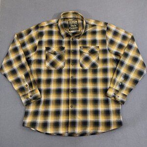 DIXXON The Fxck Cancer Flannel Men's‎ 2X Gold Plaid Button Shirt 2XL